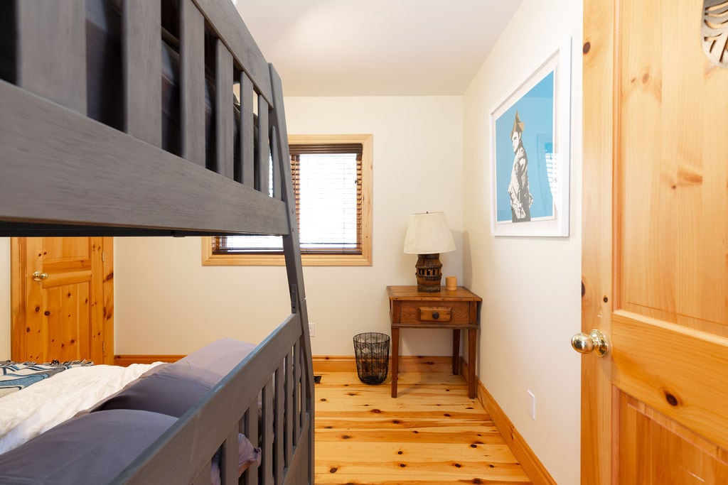 Upstairs bunk room with lake view